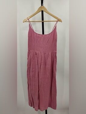 100% European linen scoop necked dress - mauve mist (dusty pink)